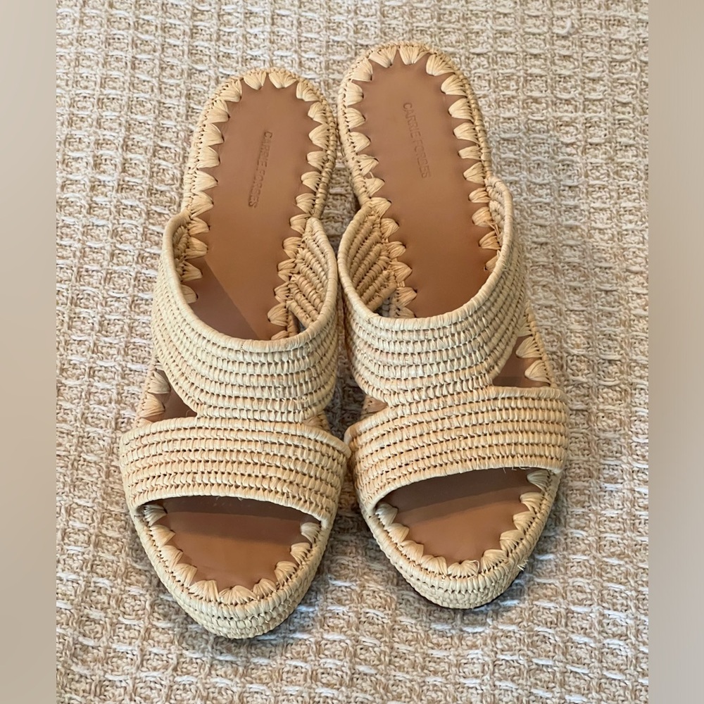 Carrie Forbes Andre Raffia Block Heel Sandals size 27 (8) women’s